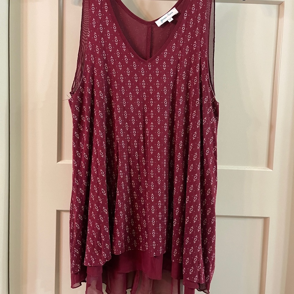 Grace & Lace maroon pattern tank size medium